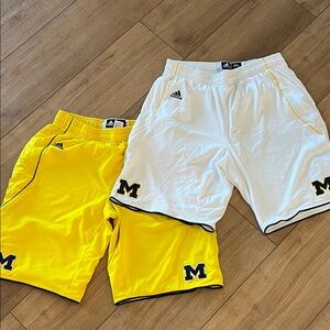 Adidas Men's Athletic Shorts in White and Yellow- Michigan